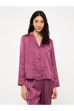 LC Waikiki Women's Shirt Collar Plain Long Sleeve Satin Pajamas Set