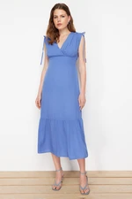 Trendyol Blue Skirt Flounced Maxi Woven Dress