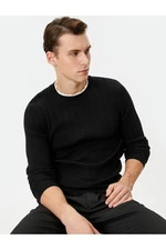 Koton Slim Fit Sweater Knitwear Textured Collar Detailed Long Sleeve