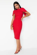 Trendyol Red Sleeve Detailed Woven Elegant Evening Dress