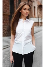 Trendyol Ecru Pleated Fitted Woven Shirt