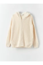 LC Waikiki Hooded Basic Long Sleeve Girls Knitwear Cardigan