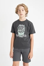 DEFACTO Boy's Crew Neck Printed Short Sleeve T-Shirt