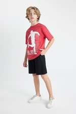 DEFACTO Boy 2-Piece Set Crew Neck Printed Short Sleeve T-Shirt Shorts