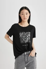 DEFACTO Crew Neck Foil Print Short Sleeve T-Shirt