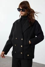 Trendyol Black Regular Button Detailed Soft Texture Short Jacket Coat