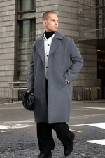 Trendyol Anthracite Men's Oversize Fit Winter Wool Blend Winter Cashmere Coat