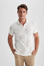 DEFACTO Slim Fit Polo Neck Printed Short Sleeve T-Shirt