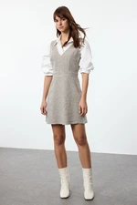 Trendyol Beige Plaid / Checked Gilet Mini Woven Dress