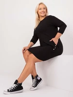 Black plus-size dress with pockets