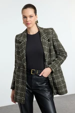 Trendyol Khaki Oversized Tweed Blazer Jacket