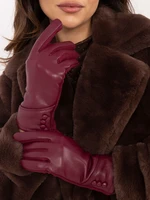 Burgundy women's gloves with buttons