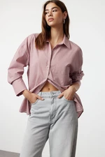 Trendyol Pink Pocket Striped Woven Shirt