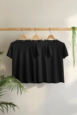 Trendyol Black 3-Pack Black Slim/Slim Cut Crew Neck Basic 100% Cotton T-Shirt