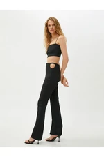 Koton Flare Trousers Window Detail Slit