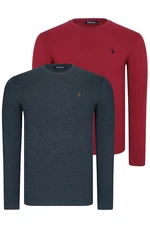 DOUBLE SET T8588 DEWBERRY ROUND NECK MEN'S SWEATSHIRT-BURGUNDY-ANTHRACITE