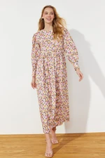 Trendyol Multi Color Floral Patterned Cotton Woven Dress