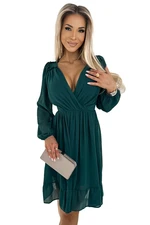 Chiffon long-sleeved midi dress with a Numoco neckline