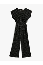 Koton Polka Dot Jumpsuit Round Neck Pleated Waist