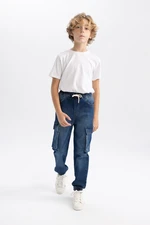 DEFACTO Boy's Cargo Pocket Jogger Elastic Leg Jean Pants