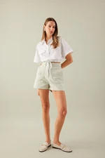 DEFACTO High Waist Double Leg Gabardine Shorts