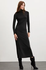 GRIMELANGE Sapphire Women's Turtleneck Long Sleeve Slim Fit Maxi Black Dres