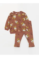 LC Waikiki Crew Neck Daisy Duck Printed Long Sleeve Baby Girl Sweatshirt and Leggings Set 2-Set