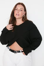 Trendyol Curve Black Bias Detail Crop Knitwear Sweater