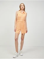 White-orange striped short jumpsuit with tie Pieces Tamar - Women's