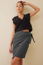 Madmext Women's Anthracite Basic Tie Fabric Skirt