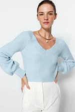 Trendyol Light Blue Soft Textured Wool Knitwear Sweater