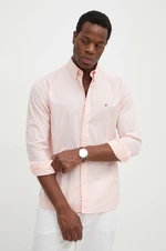 Bavlnená košeľa Tommy Hilfiger pánska, ružová farba, regular, s golierom button-down, MW0MW30934
