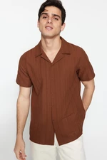 Trendyol Brown Regular Fit Textured Summer Linen Look