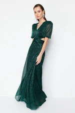 Trendyol Green A-Cut Knitted Evening Dress & Graduation Dress