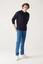 Avva Men's Blue Old-fashioned Wash Lycra Slim Fit Slim Fit Jeans
