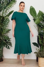 Trendyol Curve Dark Green Finike Woven Plus Size Dress