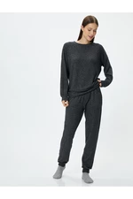 Koton Pajama Top Crew Neck Long Sleeve Viscose Blend