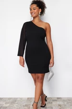 Trendyol Curve Black Single Sleeve Mini Knitted Dress