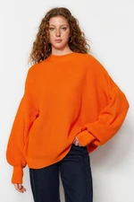 Trendyol Orange Wide Fit Crew Neck Pletený svetr