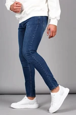 Madmext Modré Pánské Džíny Skinny Fit z Plně Lycry s Kamenným Praním 6327