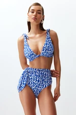 Trendyol Ethnic Patterned Belted Tied High Waist Hipster Bikini Bottom