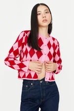 Trendyol Pink Crop Knitwear Cardigan