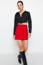 Trendyol Red Smart Crepe Button Detailed Mini Pencil Elastic Knitted Skirt