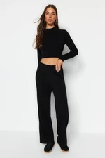 Trendyol Black Crop Basic Knitwear Two Piece Set