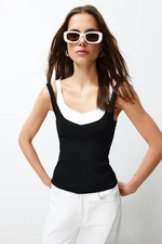 Trendyol Black Double Look Color Blocked Knitwear Blouse