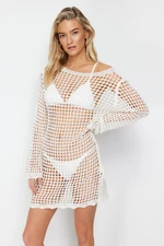 Trendyol Ecru Mini Knitwear Beach Dress