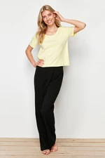Trendyol Yellow 100% Cotton Corded Knitted Pajamas Set