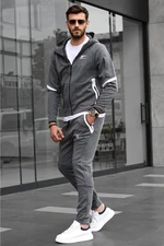 Madmext Anthracite Men's Tracksuit Set with a Zippered Hoodie 6393