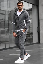 Madmext Anthracite Men's Zippered Hooded Tracksuit 6393