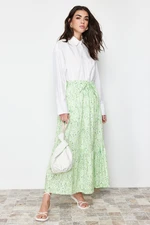 Trendyol Green Floral Woven Flared Skirt